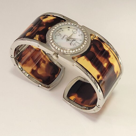 Tortoise Print Watch Cuff Band Analog Watch Quartz - Picture 1 of 14